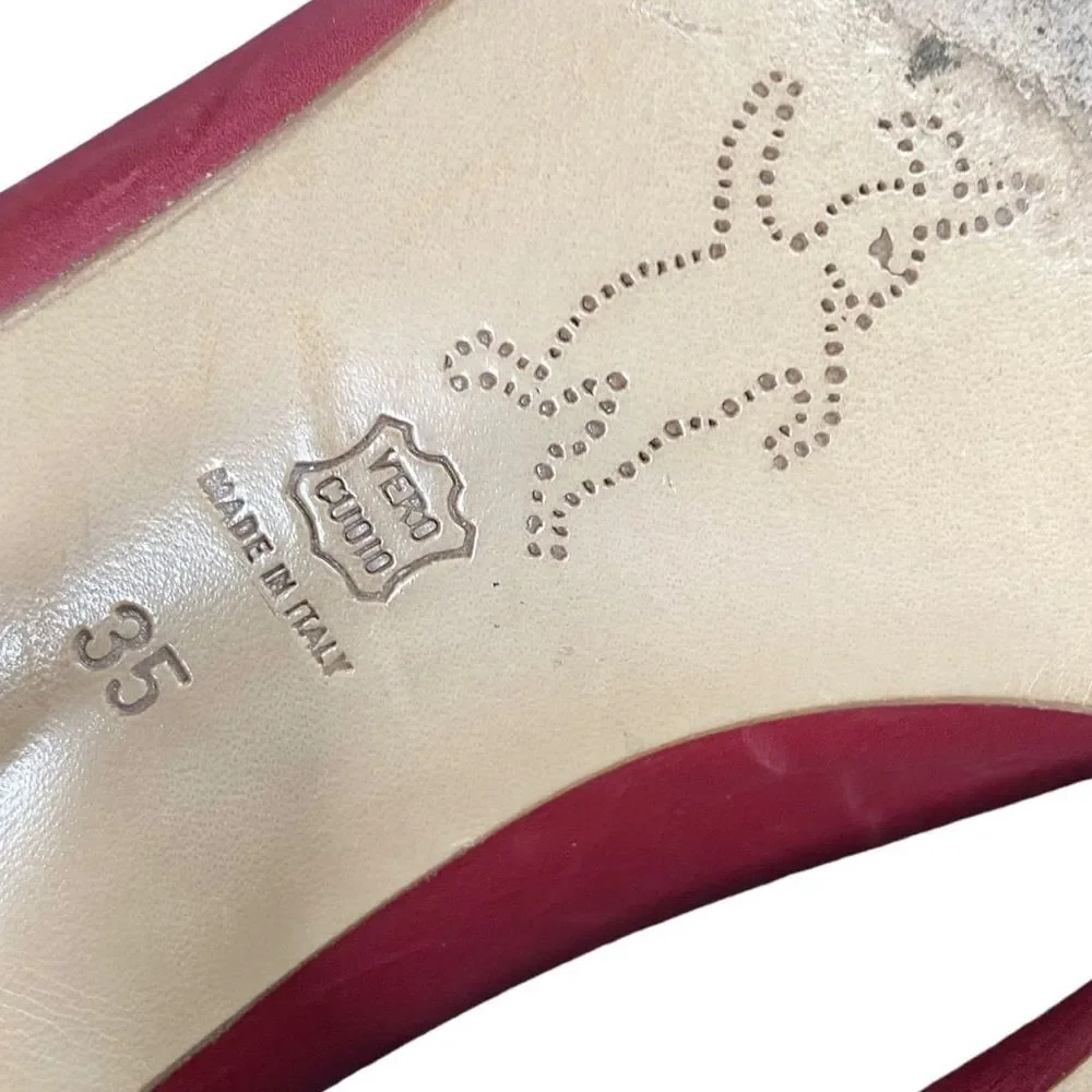 Vintage Marni Red Leather Kitten Heels - Size 5